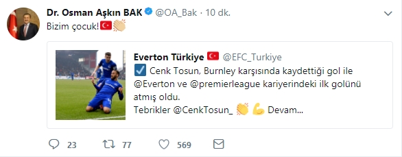 Bakandan Cenk Tosun paylaşımı - Resim : 1