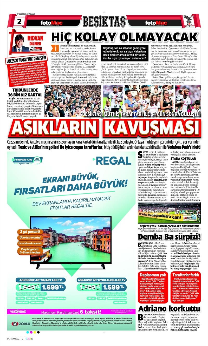 27 Ağustos 2017 | İşte gazetelerin Beşiktaş manşetleri - Görsel 15
