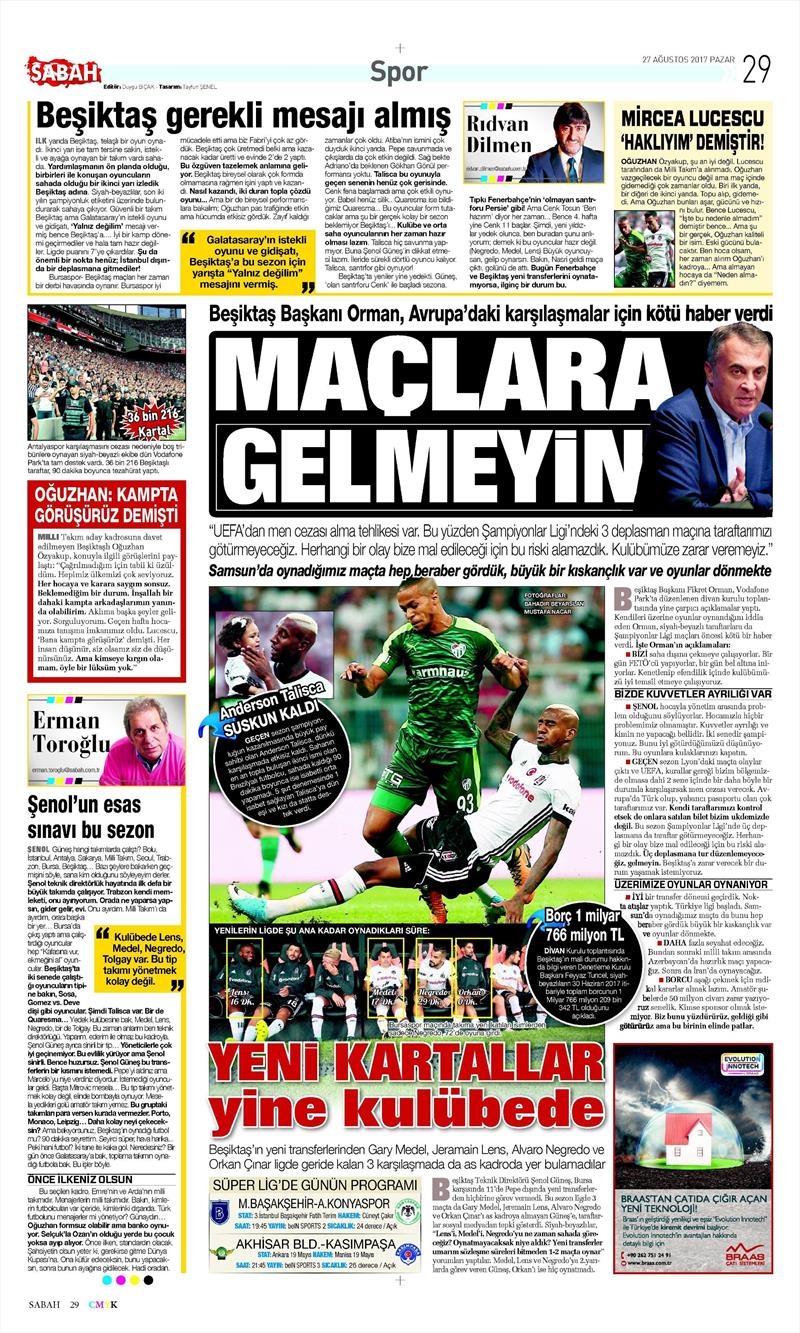 27 Ağustos 2017 | İşte gazetelerin Beşiktaş manşetleri - Görsel 21