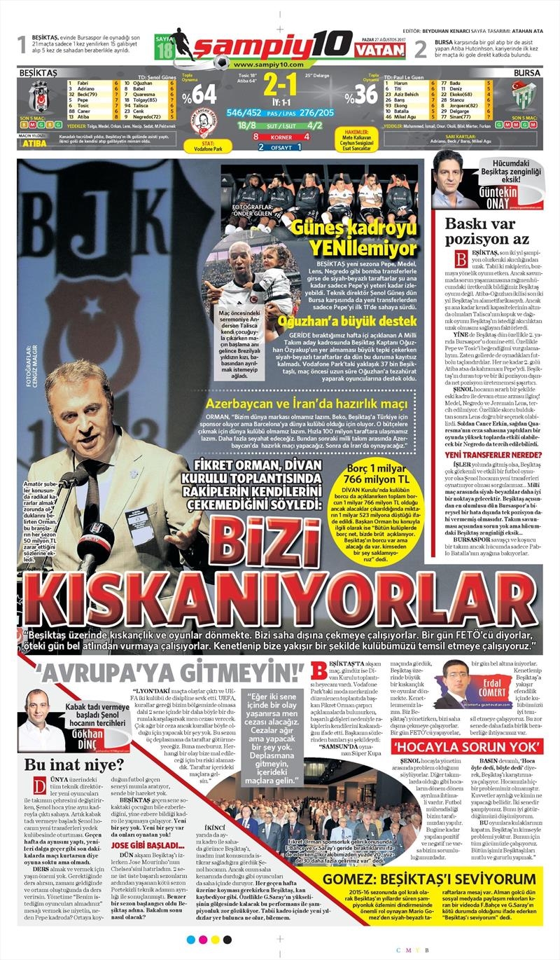 27 Ağustos 2017 | İşte gazetelerin Beşiktaş manşetleri - Görsel 22