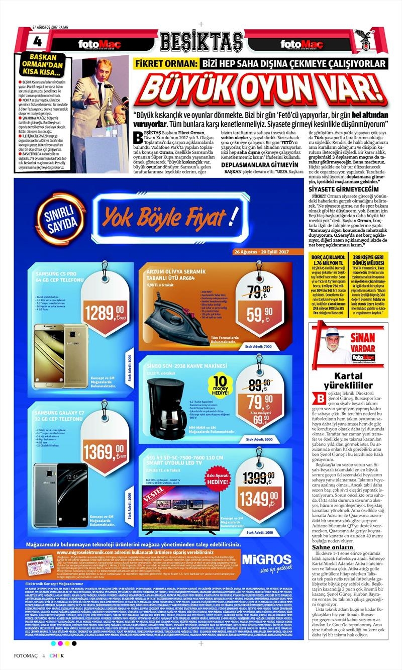 27 Ağustos 2017 | İşte gazetelerin Beşiktaş manşetleri - Görsel 4