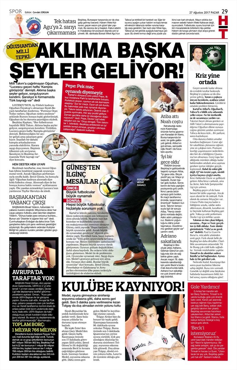 27 Ağustos 2017 | İşte gazetelerin Beşiktaş manşetleri - Görsel 5