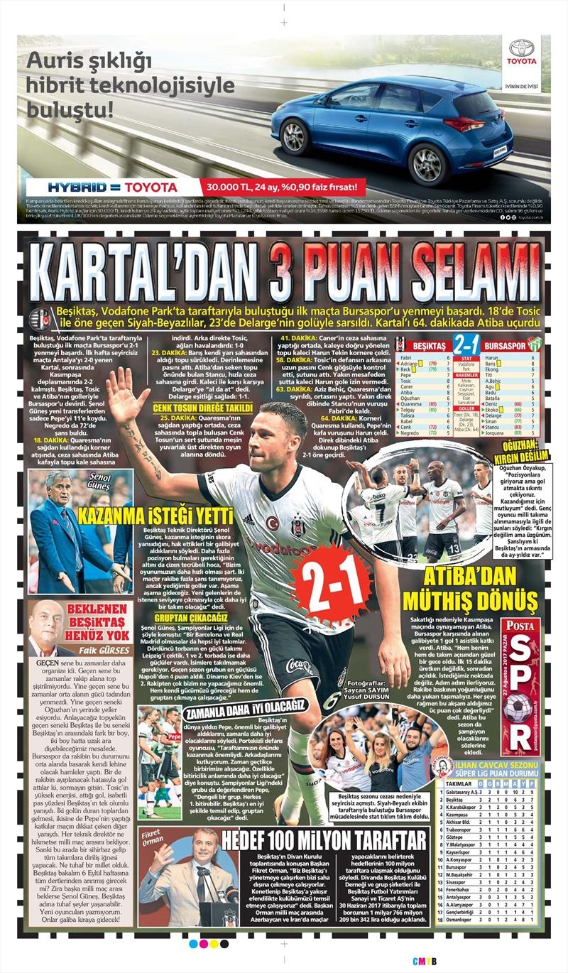 27 Ağustos 2017 | İşte gazetelerin Beşiktaş manşetleri - Görsel 8