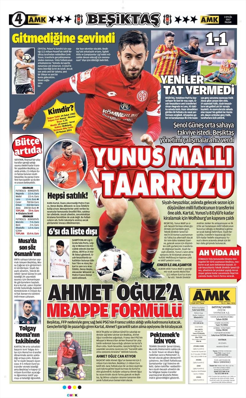 3 Eylül 2017 | İşte gazetelerin Beşiktaş manşetleri - Görsel 2