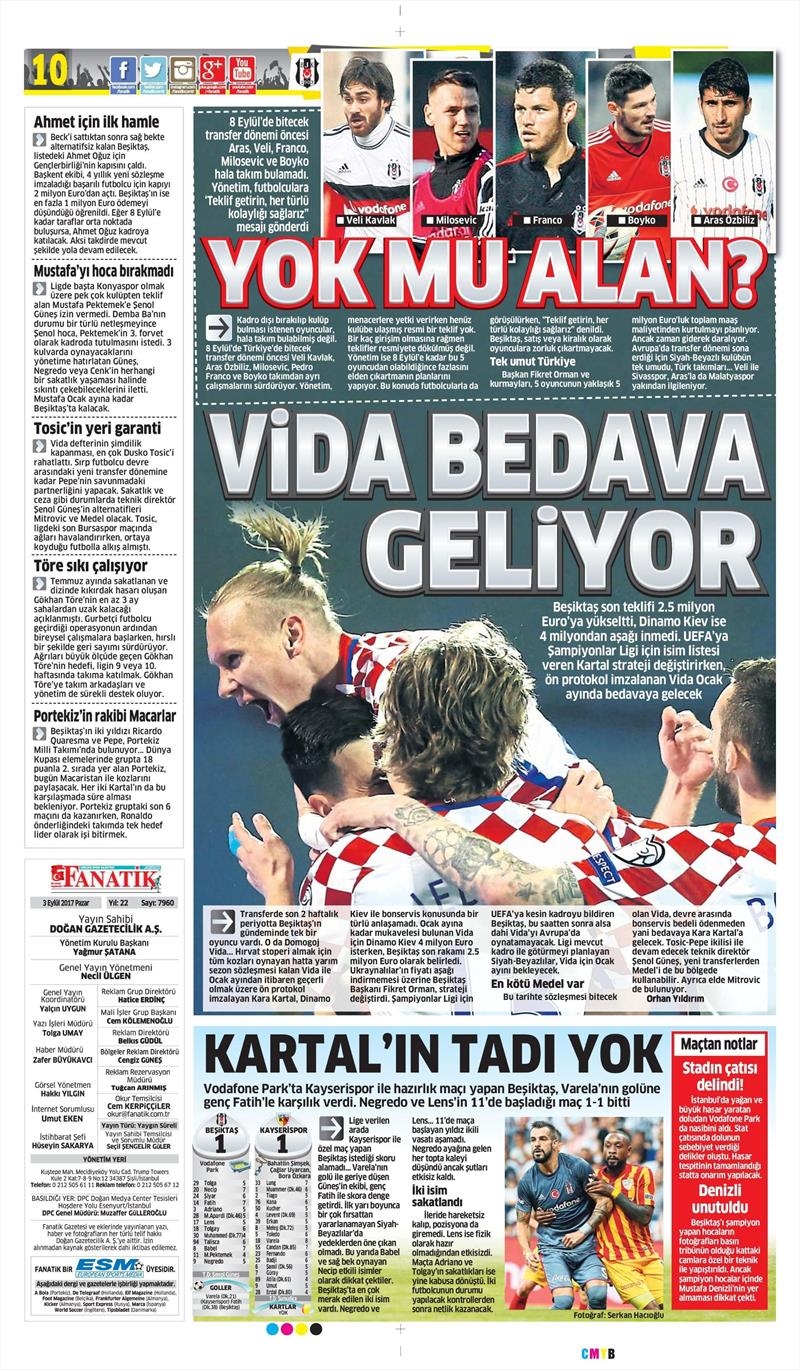 3 Eylül 2017 | İşte gazetelerin Beşiktaş manşetleri - Görsel 3