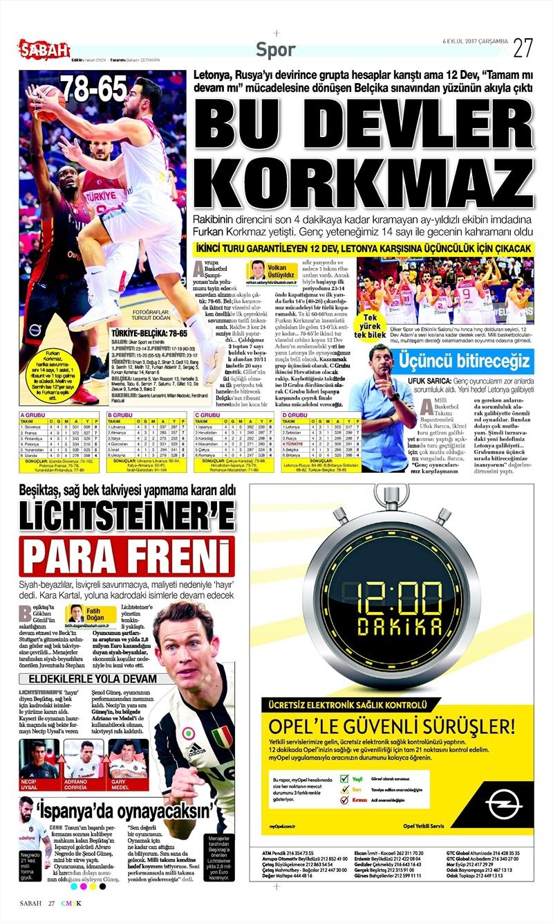 6 Eylül 2017 | İşte gazetelerin Beşiktaş manşetleri - Görsel 9