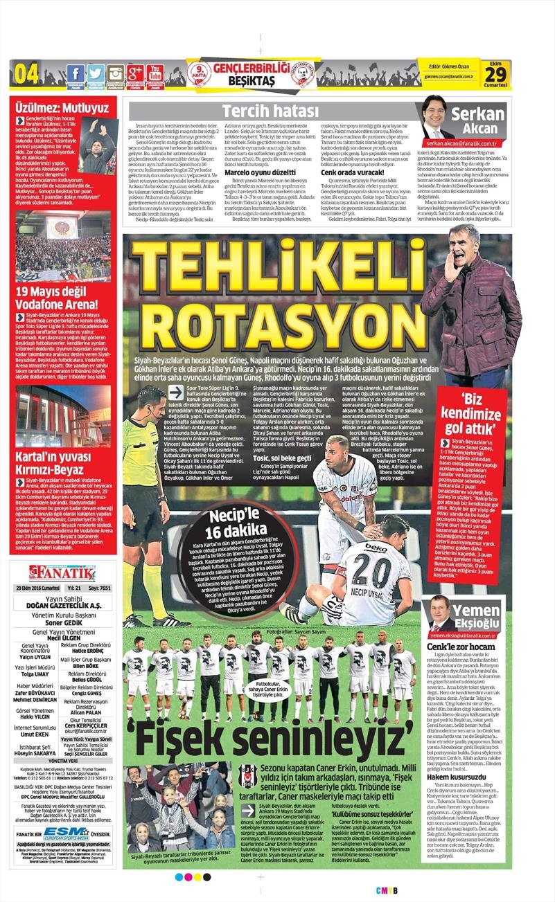 29 Ekim 2016 | Gazetelerin Beşiktaş manşetleri - Görsel 28