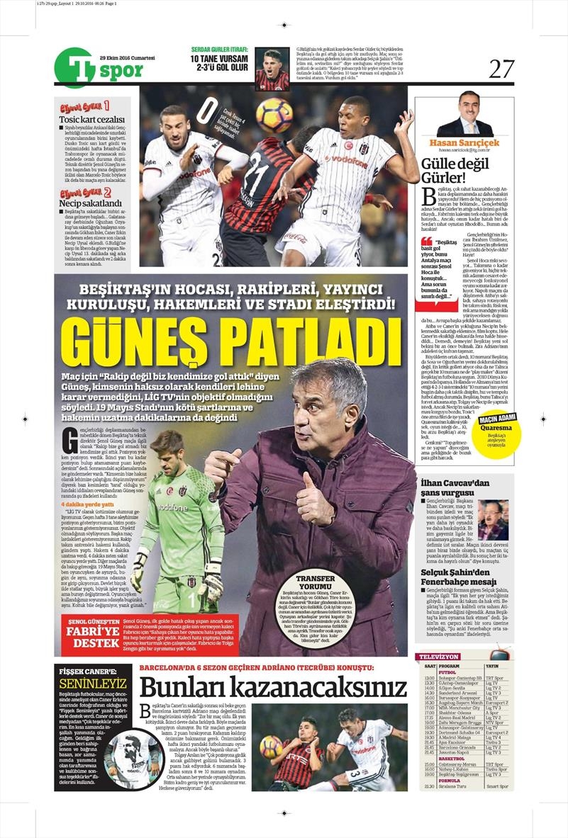 29 Ekim 2016 | Gazetelerin Beşiktaş manşetleri - Görsel 4