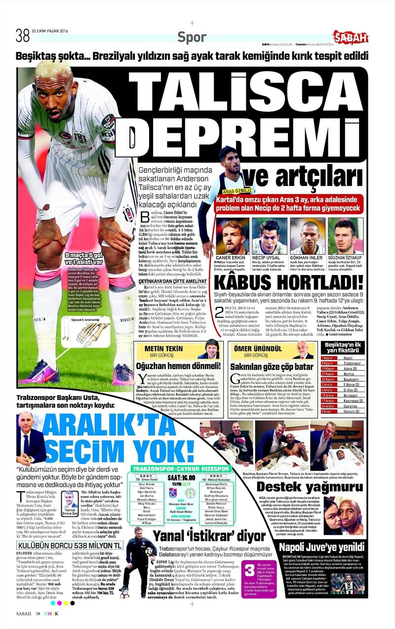 30 Ekim 2016 | Gazetelerin Beşiktaş manşetleri - Görsel 14