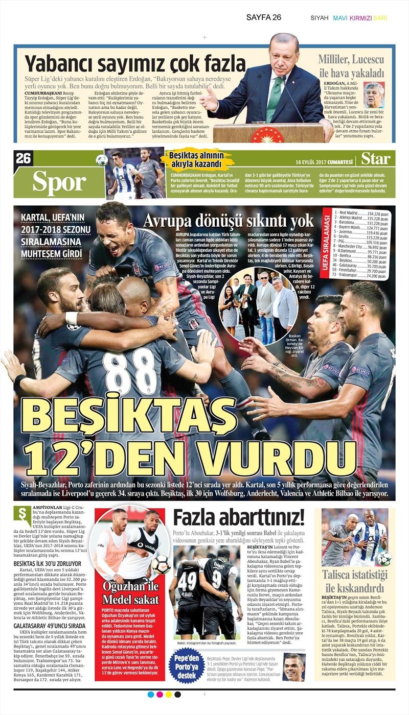 16 Eylül 2017 | İşte gazetelerin Beşiktaş manşetleri - Görsel 5