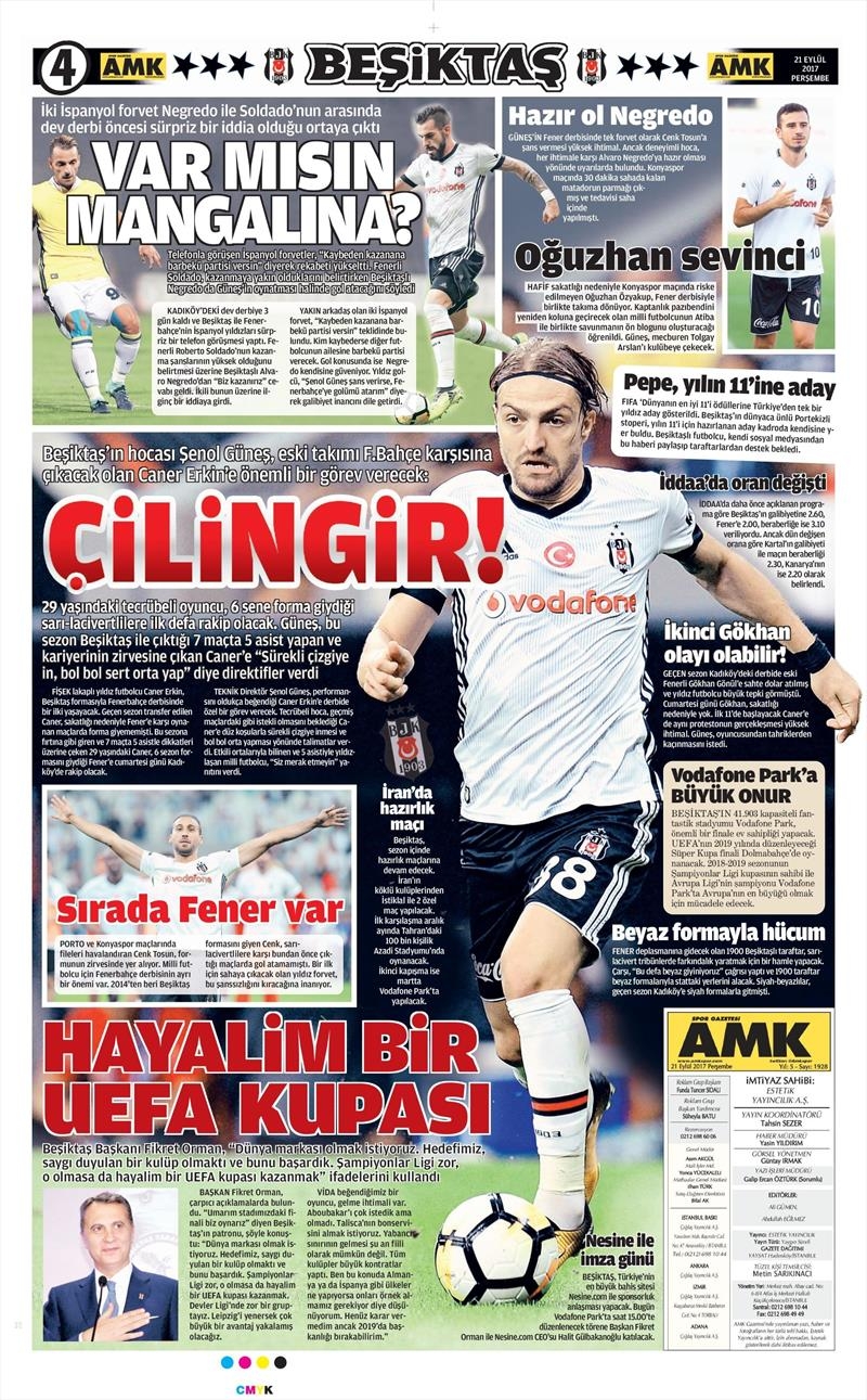 21 Eylül 2017 | İşte gazetelerin Beşiktaş manşetleri - Görsel 1