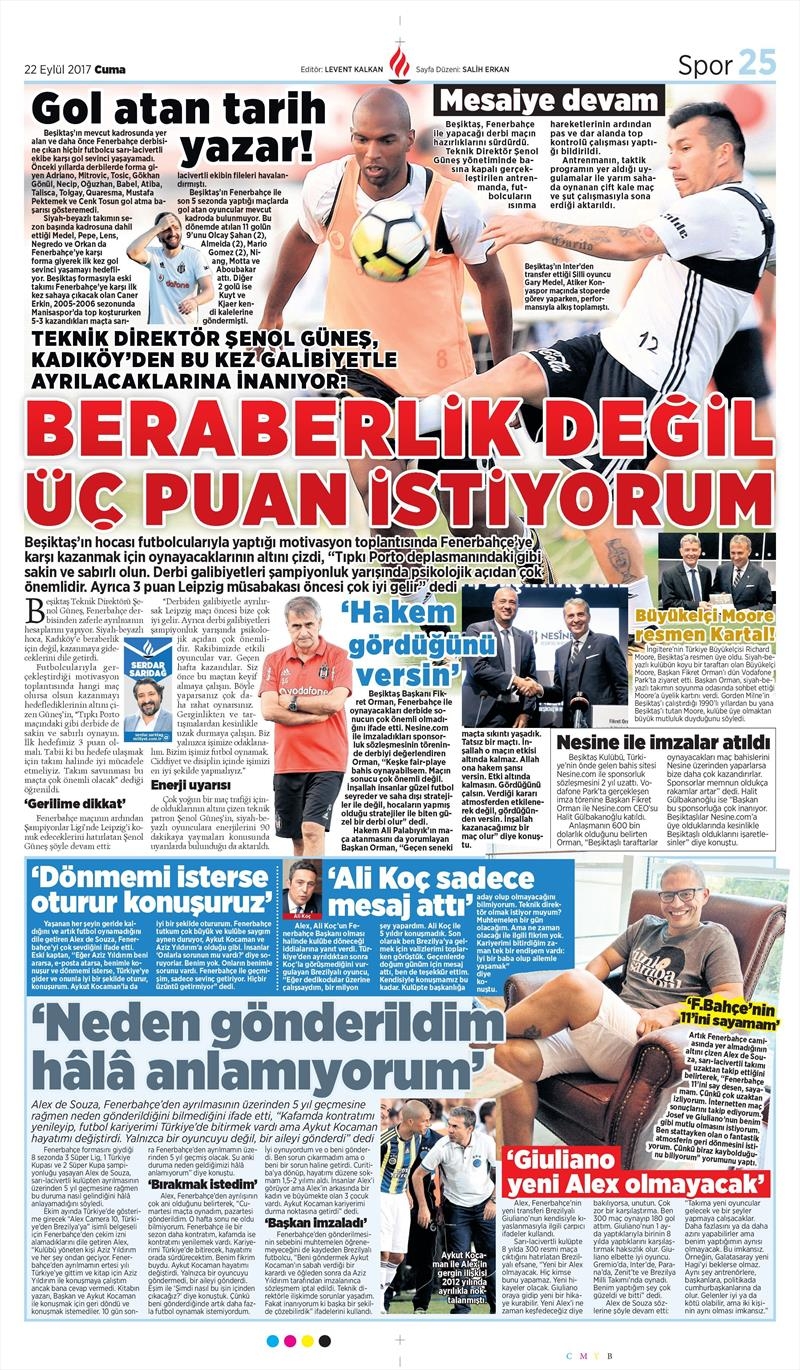 22 Eylül 2017 | İşte gazetelerin Beşiktaş manşetleri - Görsel 1