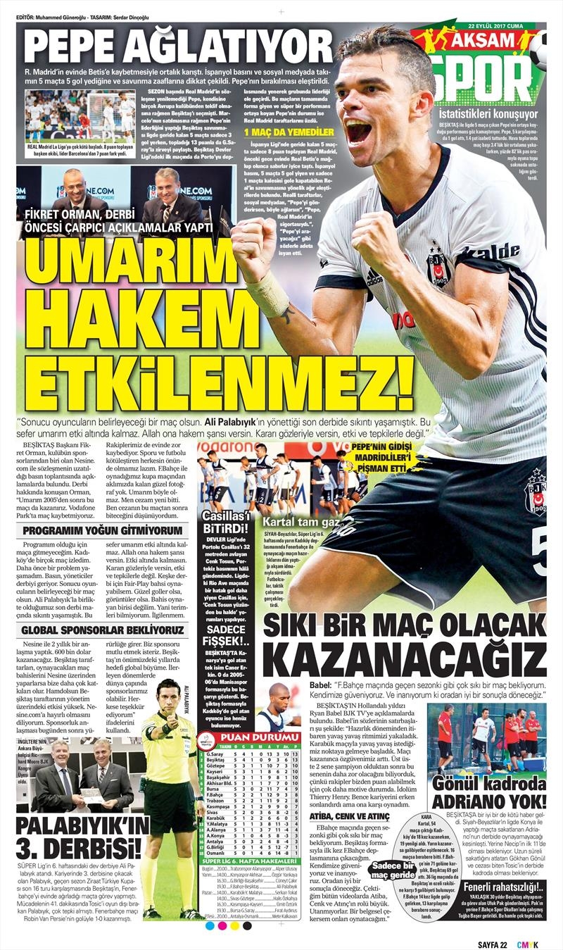 22 Eylül 2017 | İşte gazetelerin Beşiktaş manşetleri - Görsel 6
