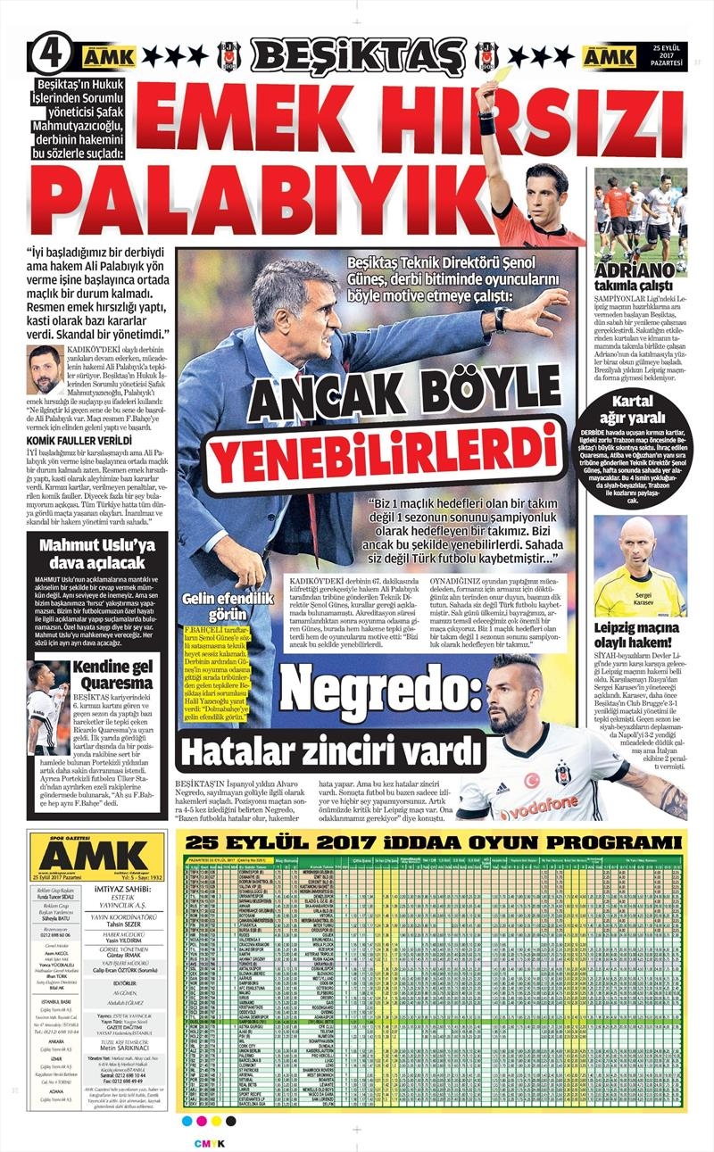 25 Eylül 2017 | Gazetelerin Beşiktaş Manşetleri - Görsel 2