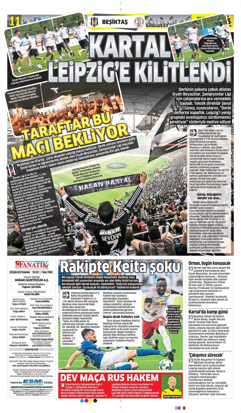 25 Eylül 2017 | Gazetelerin Beşiktaş Manşetleri - Görsel 8