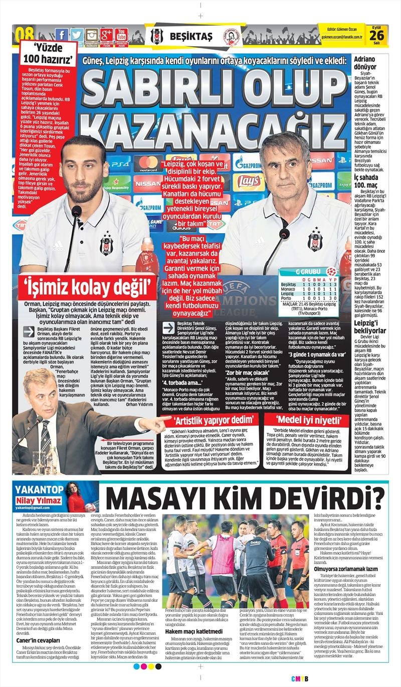 26 Eylül 2017 | Gazetelerin Beşiktaş Manşetleri - Görsel 5