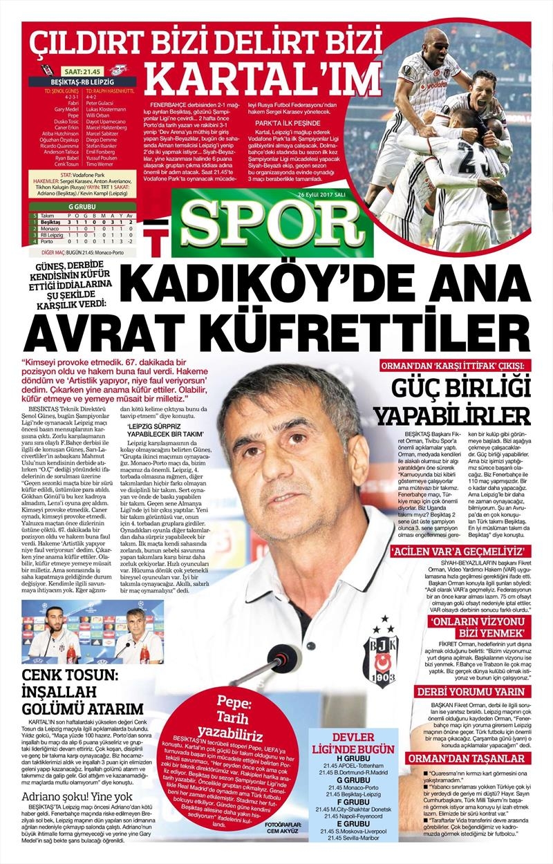 26 Eylül 2017 | Gazetelerin Beşiktaş Manşetleri - Görsel 8