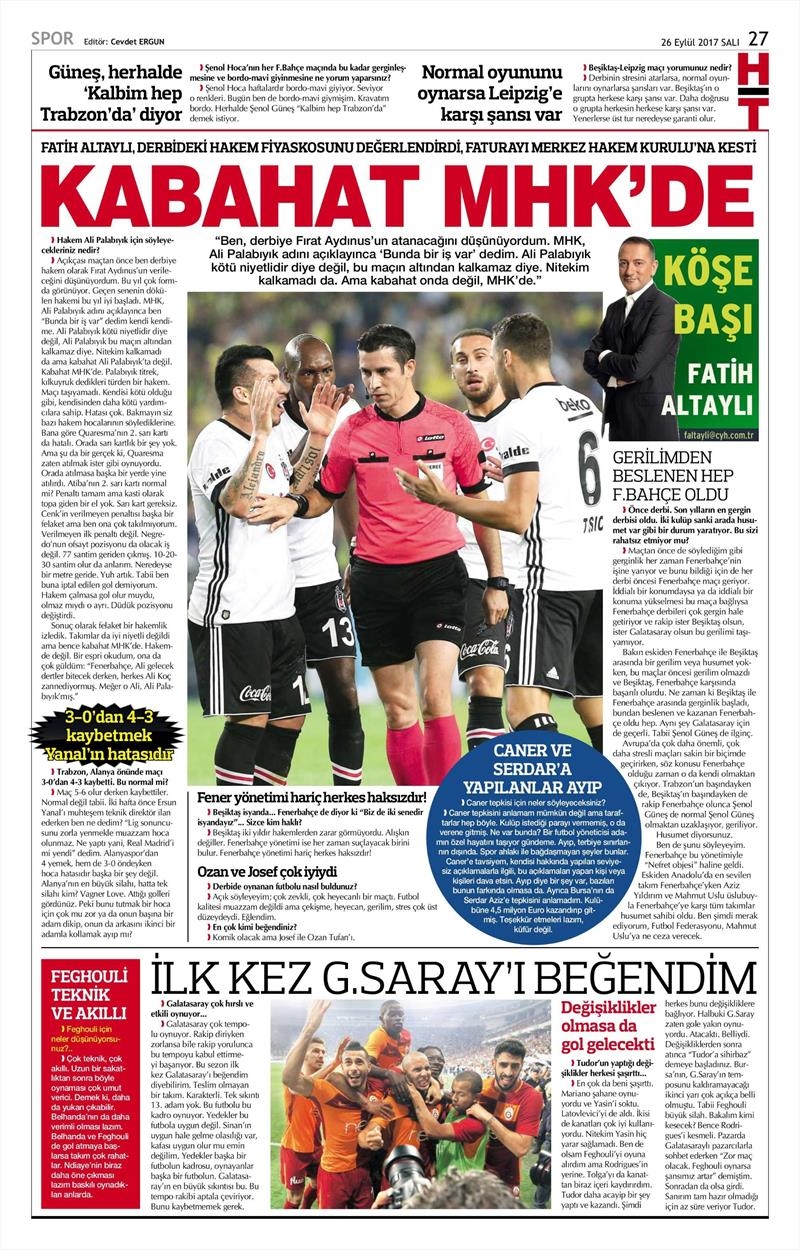 26 Eylül 2017 | Gazetelerin Beşiktaş Manşetleri - Görsel 9