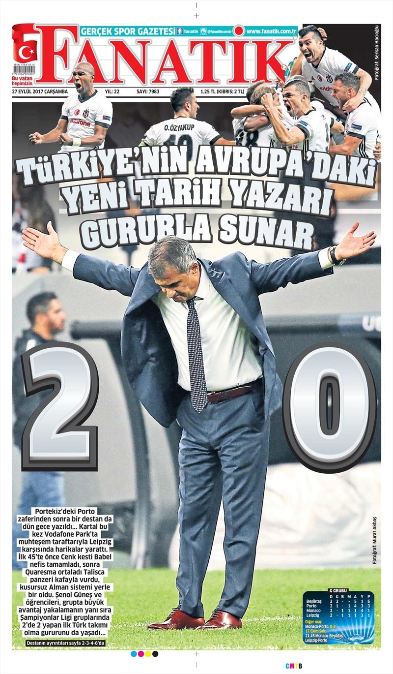 27 Eylül 2017 | Gazetelerin Beşiktaş Manşetleri - Görsel 1