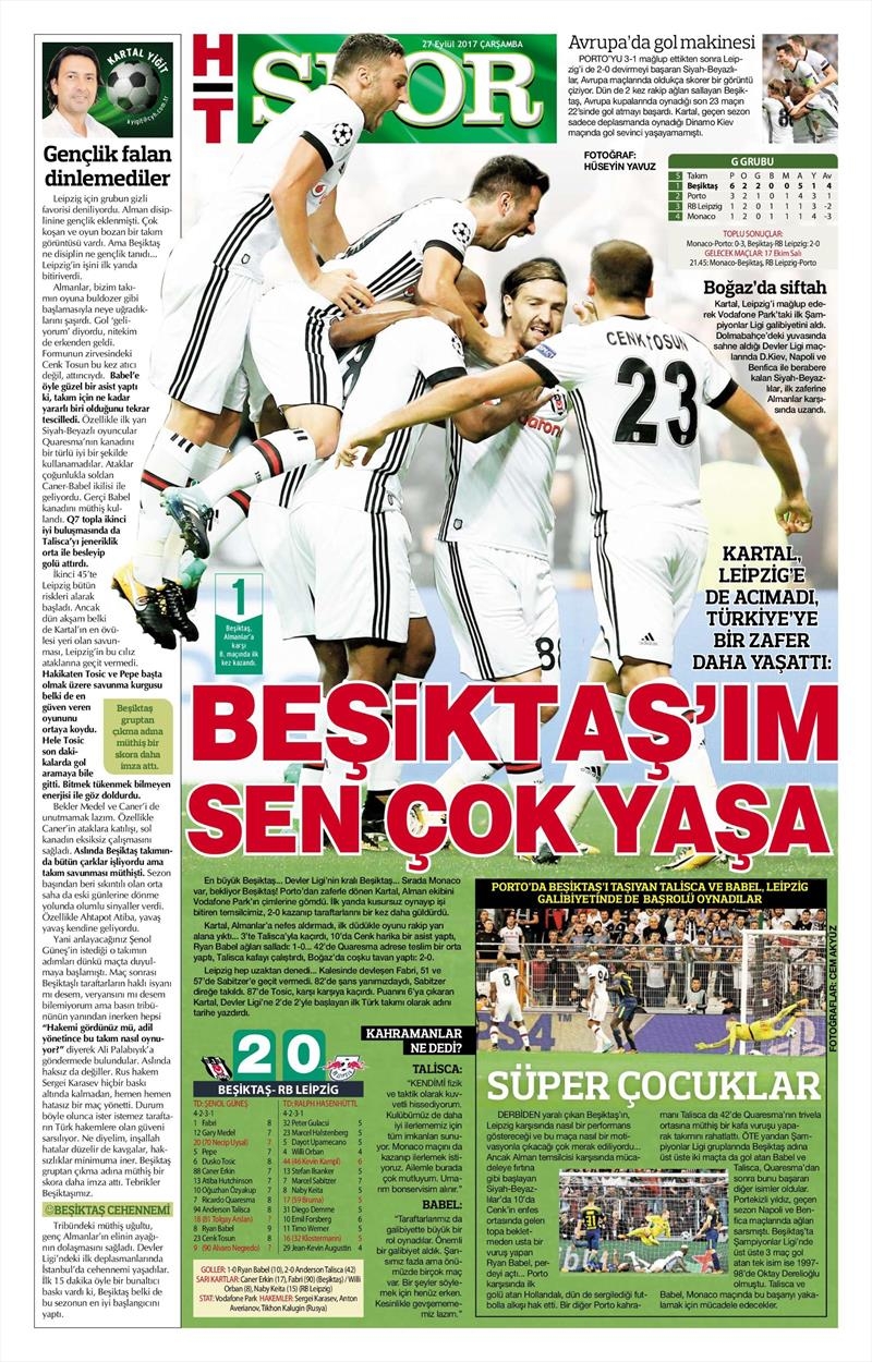 27 Eylül 2017 | Gazetelerin Beşiktaş Manşetleri - Görsel 11