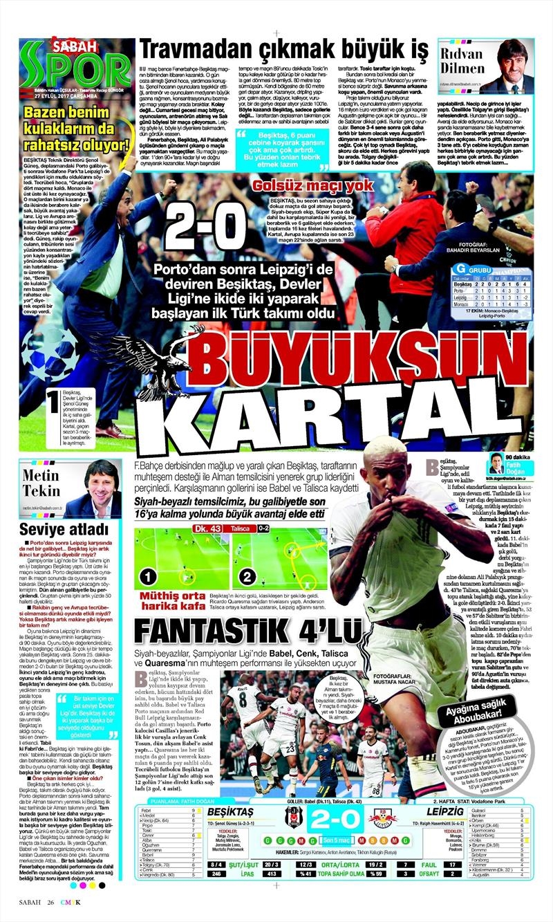27 Eylül 2017 | Gazetelerin Beşiktaş Manşetleri - Görsel 16