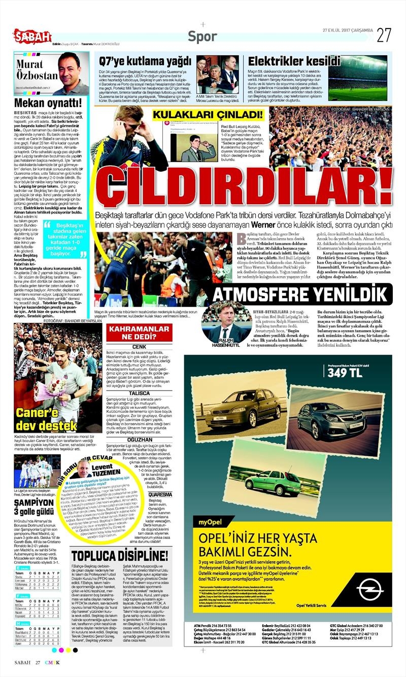 27 Eylül 2017 | Gazetelerin Beşiktaş Manşetleri - Görsel 17