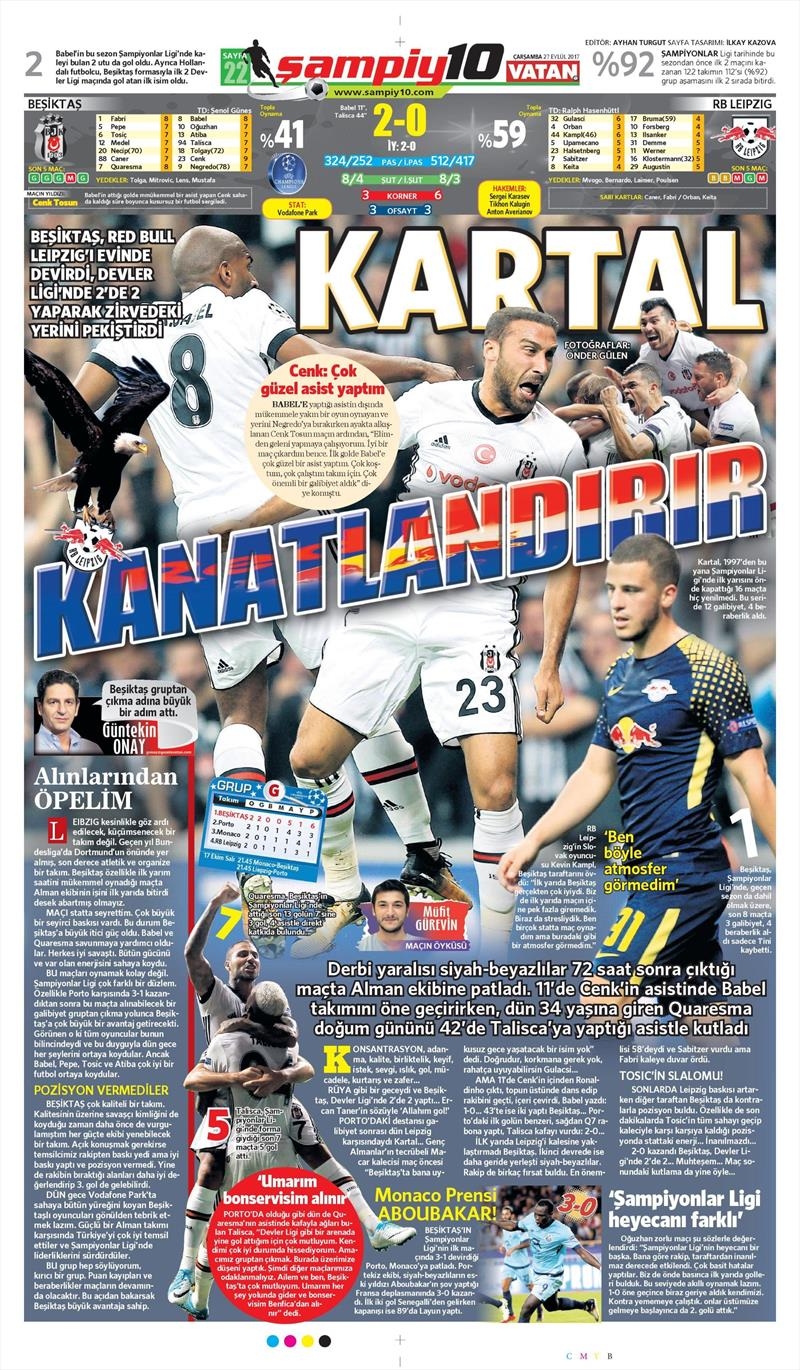 27 Eylül 2017 | Gazetelerin Beşiktaş Manşetleri - Görsel 18