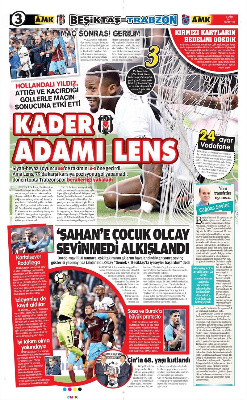 02 Ekim 2017 | Gazetelerin Beşiktaş Manşetleri - Görsel 7