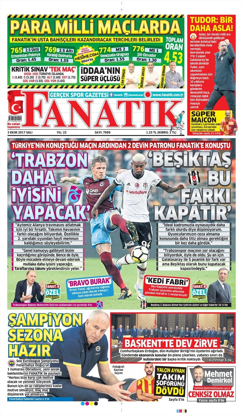 03 Ekim 2017 | Gazetelerin Beşiktaş Manşetleri - Görsel 3