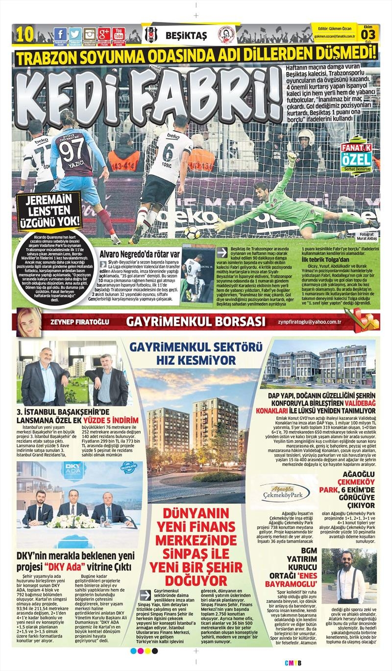 03 Ekim 2017 | Gazetelerin Beşiktaş Manşetleri - Görsel 6