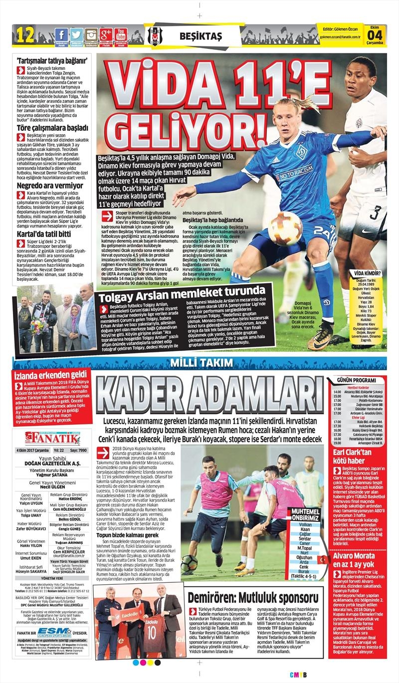 04 Ekim 2017 | Gazetelerin Beşiktaş Manşetleri - Görsel 3