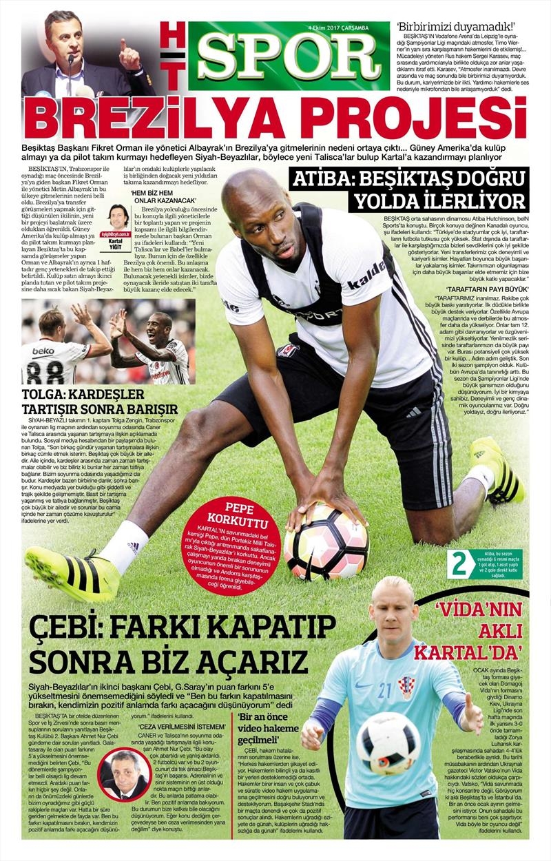 04 Ekim 2017 | Gazetelerin Beşiktaş Manşetleri - Görsel 5