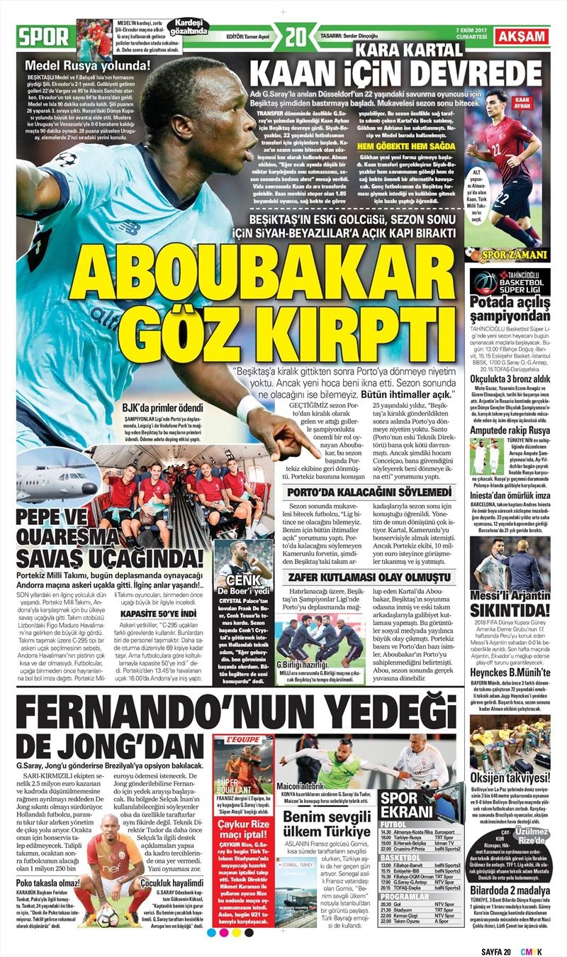 07 Ekim 2017 | Gazetelerin Beşiktaş Manşetleri - Görsel 2