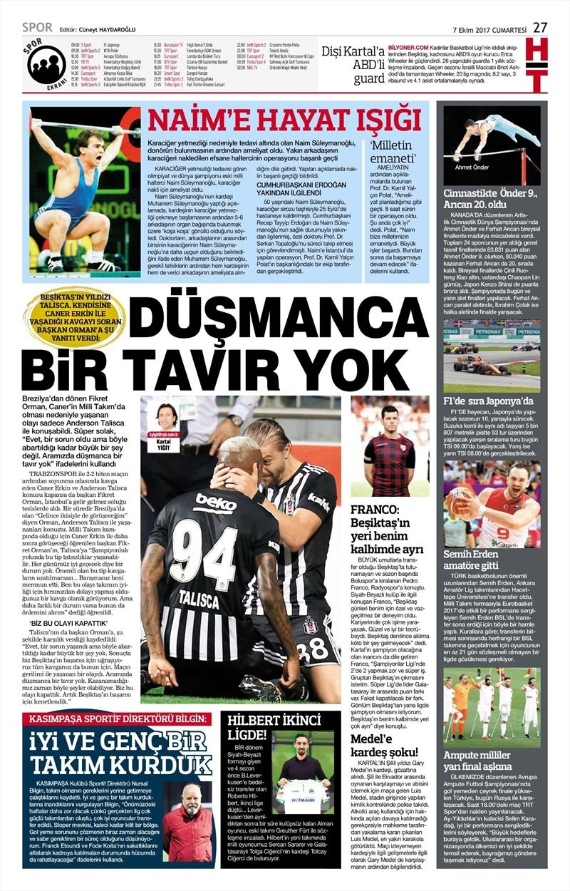 07 Ekim 2017 | Gazetelerin Beşiktaş Manşetleri - Görsel 5
