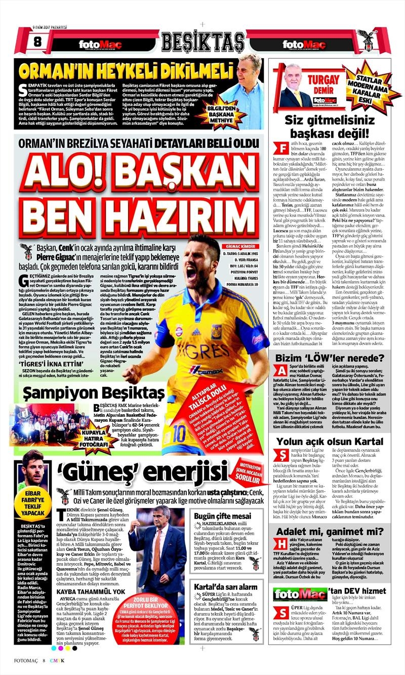 09 Ekim 2017 | İşte gazetelerin Beşiktaş manşetleri - Görsel 1