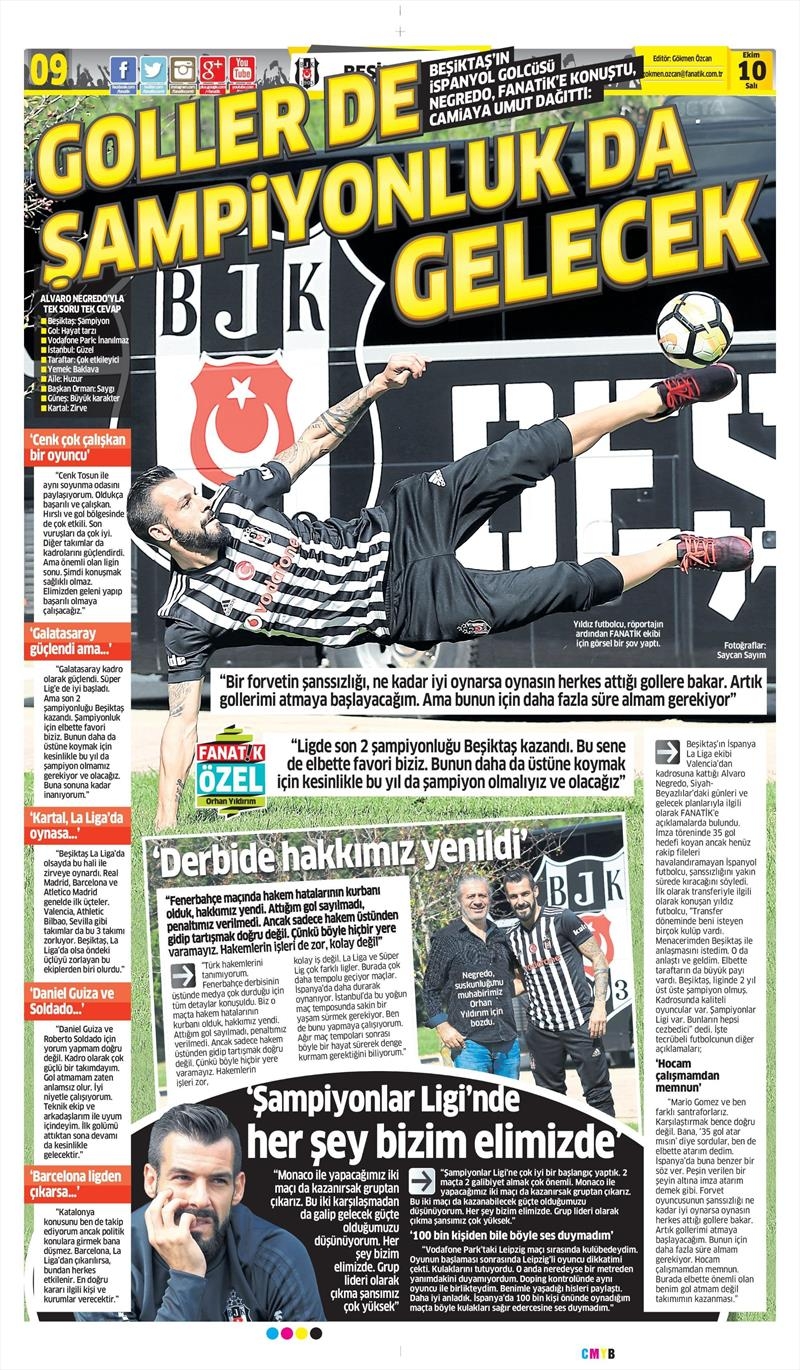 10 Ekim 2017 | İşte gazetelerin Beşiktaş manşetleri - Görsel 8