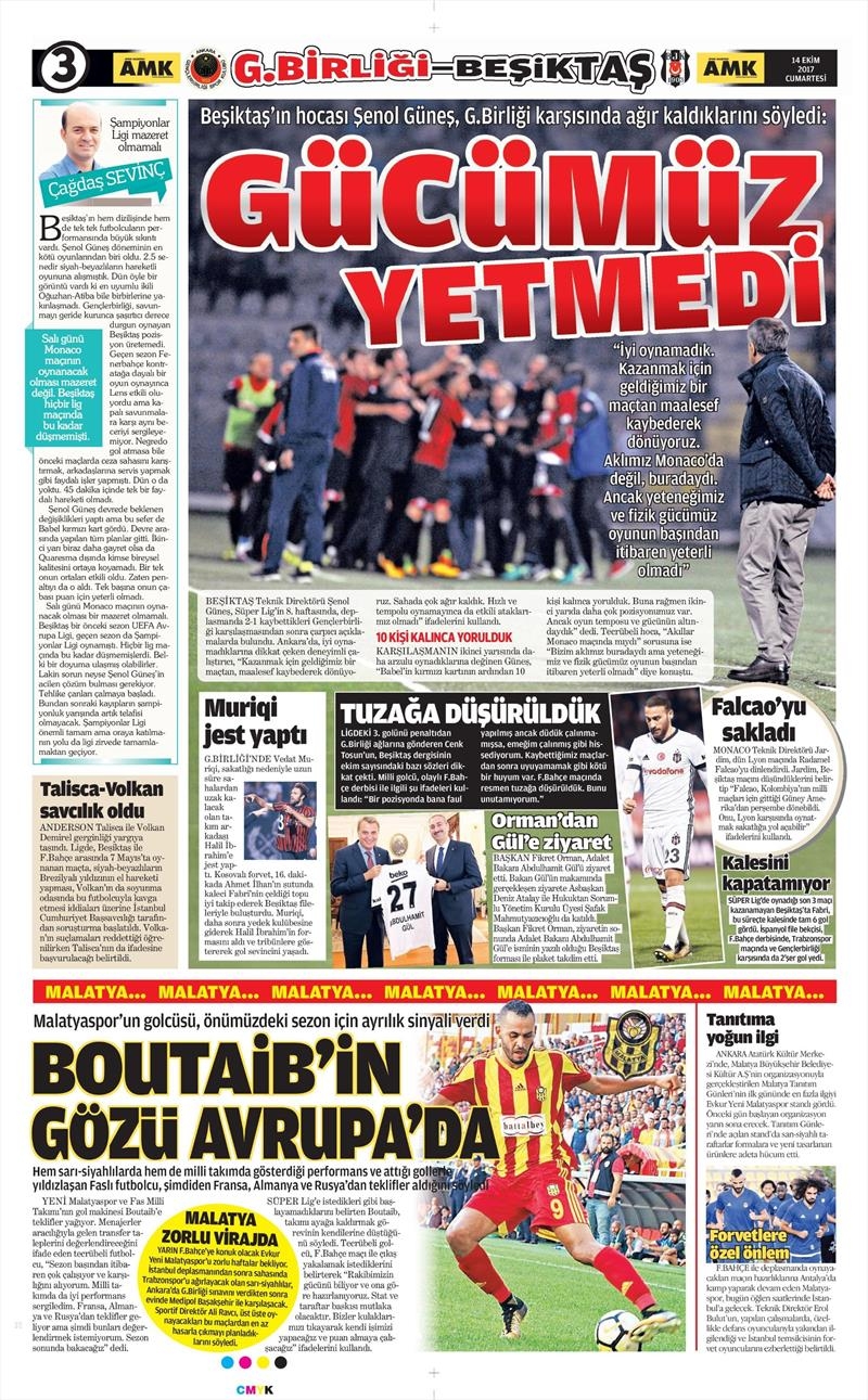 14 Ekim 2017 | Gazetelerin Beşiktaş Manşetleri - Görsel 2