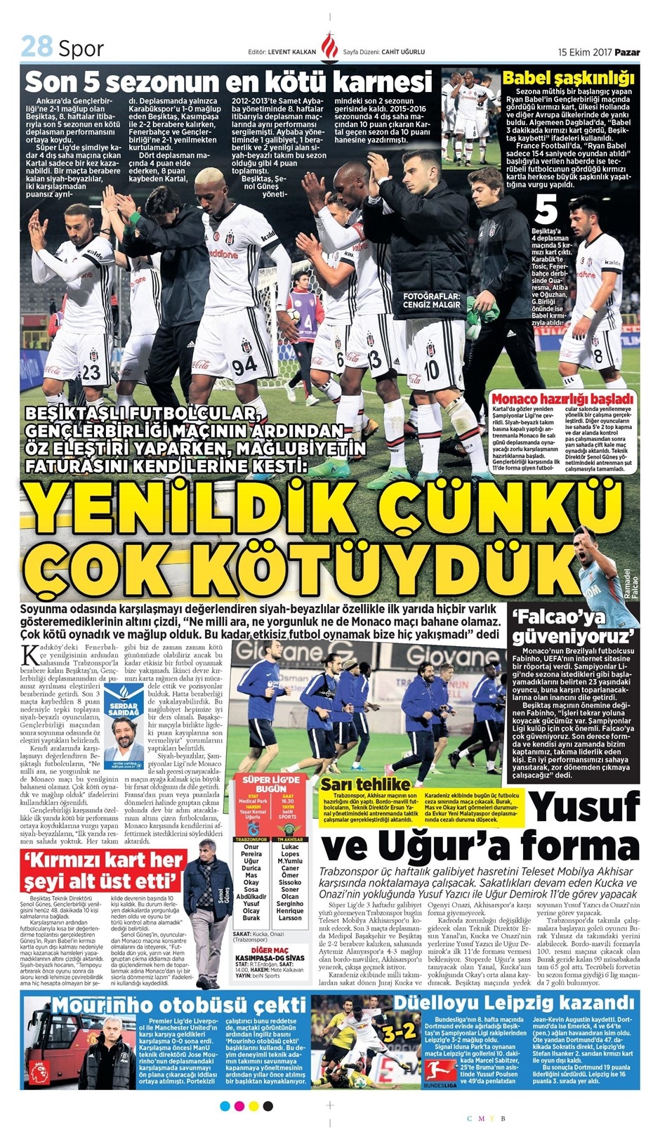 15 Ekim 2017 | Gazetelerin Beşiktaş Manşetleri - Görsel 1
