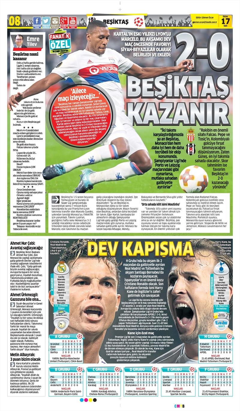 17 Ekim 2017 | Gazetelerin Beşiktaş Manşetleri - Görsel 2