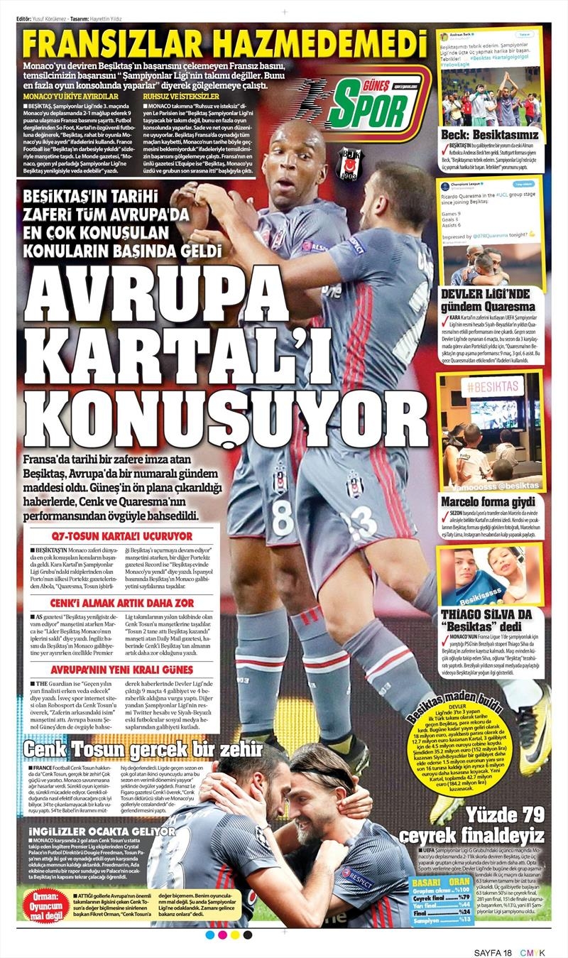 19 Ekim 2017 | İşte gazetelerin Beşiktaş manşetleri - Görsel 8