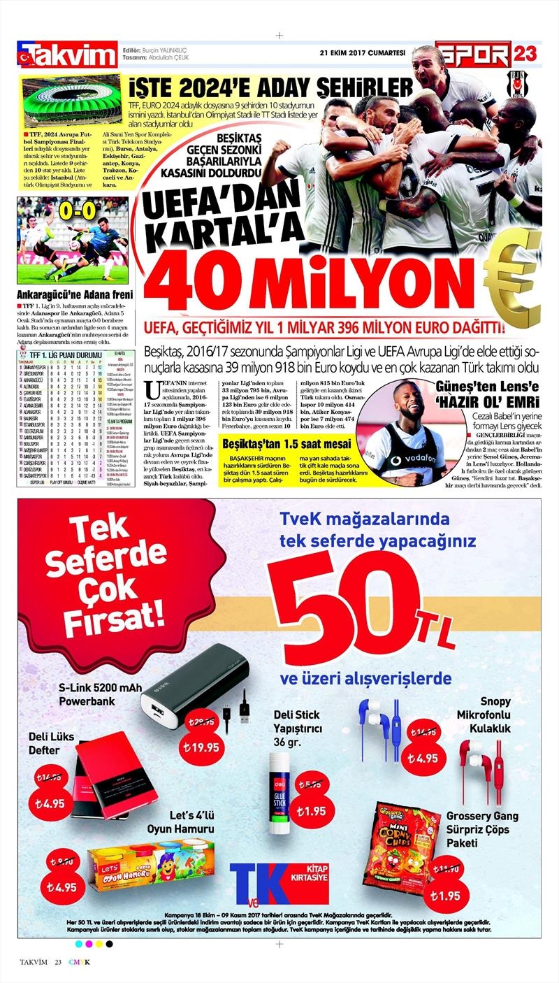 21 Ekim 2017 | Gazetelerin Beşiktaş Manşetleri - Görsel 11