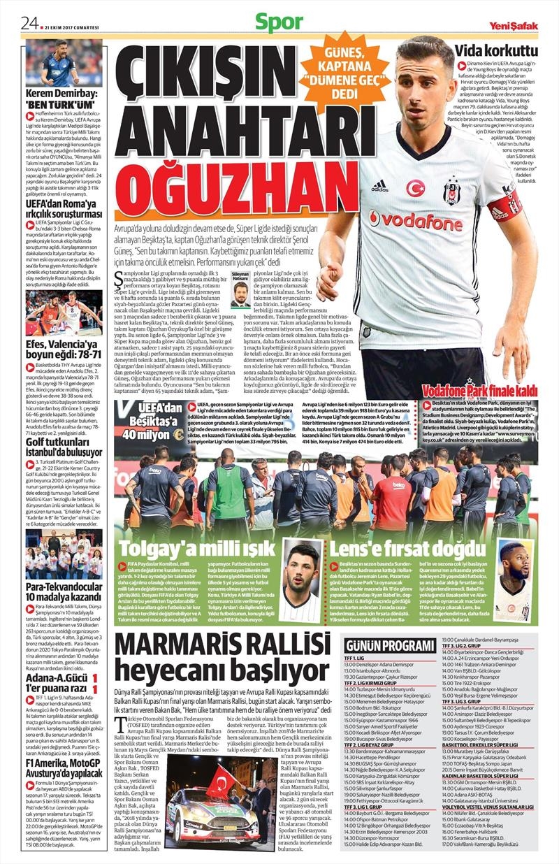 21 Ekim 2017 | Gazetelerin Beşiktaş Manşetleri - Görsel 14