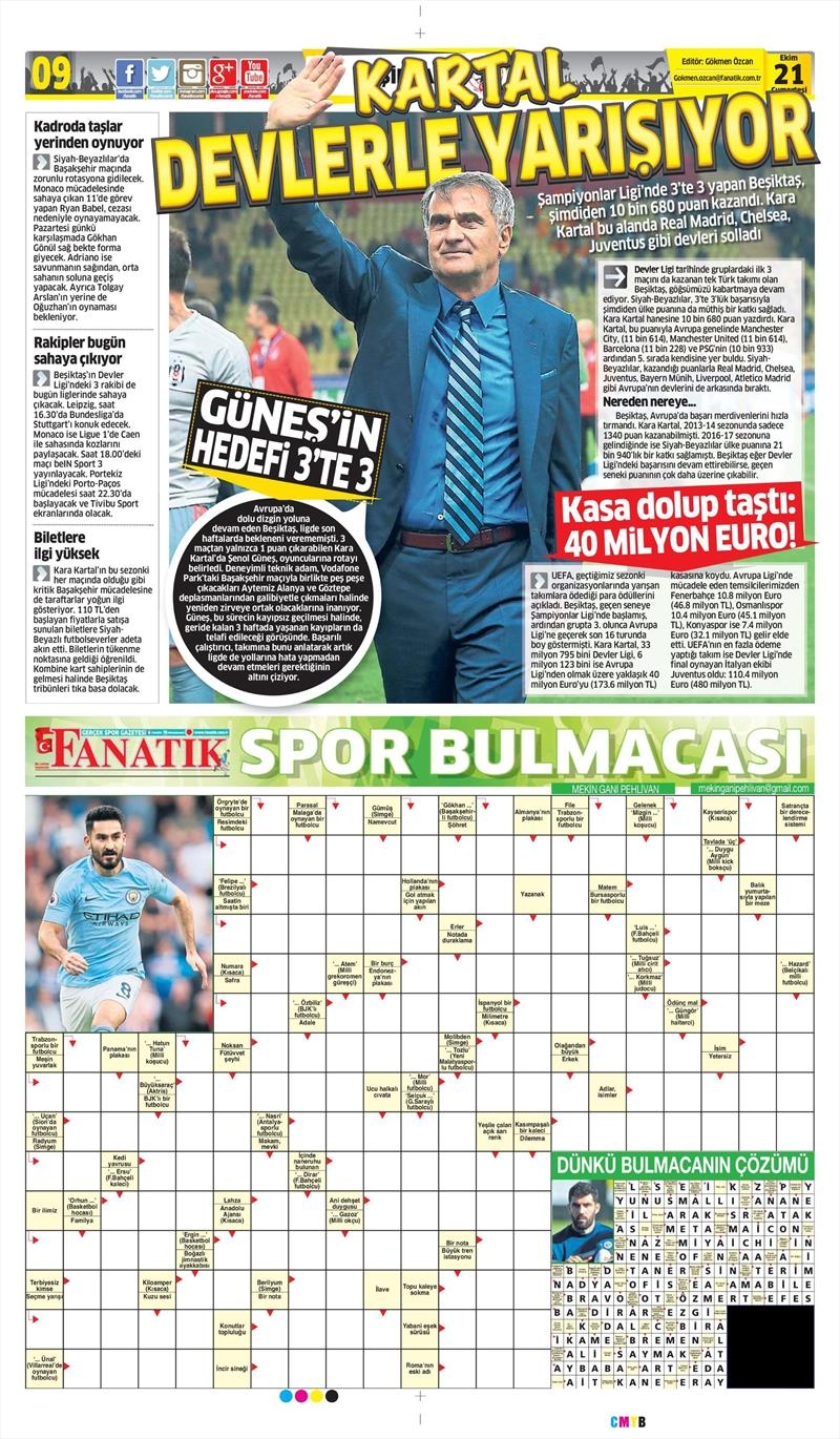 21 Ekim 2017 | Gazetelerin Beşiktaş Manşetleri - Görsel 4