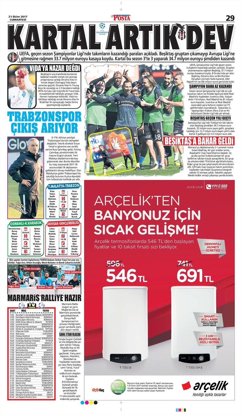 21 Ekim 2017 | Gazetelerin Beşiktaş Manşetleri - Görsel 9
