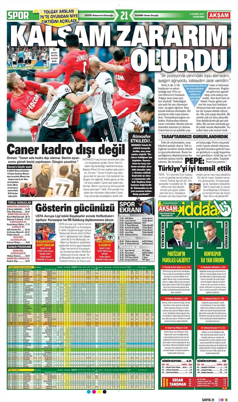 2 Kasım 2017 | Gazetelerin Beşiktaş Manşetleri - Görsel 1