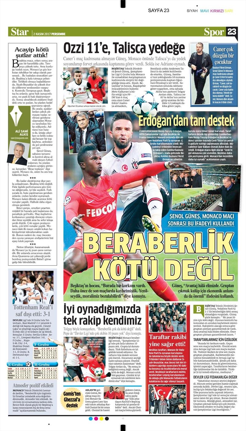 2 Kasım 2017 | Gazetelerin Beşiktaş Manşetleri - Görsel 28