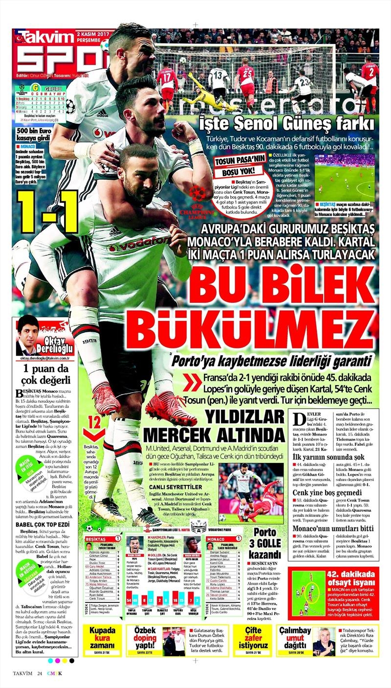 2 Kasım 2017 | Gazetelerin Beşiktaş Manşetleri - Görsel 30