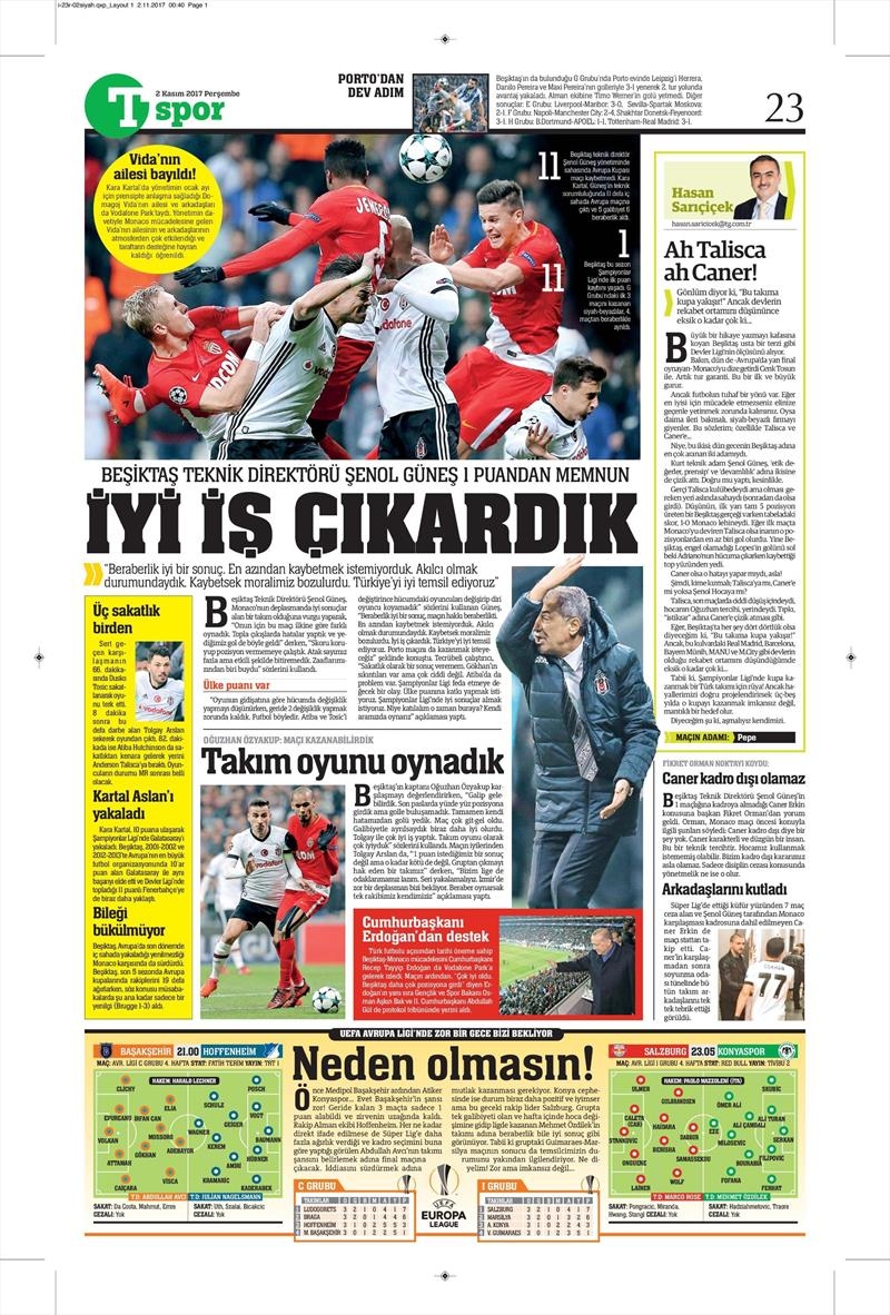 2 Kasım 2017 | Gazetelerin Beşiktaş Manşetleri - Görsel 32