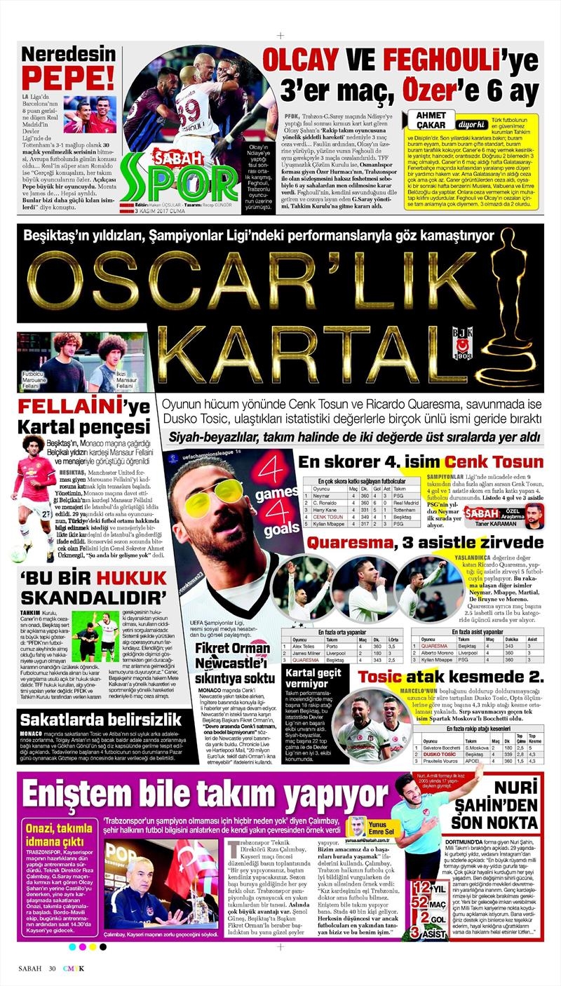 3 Kasım 2017 | İşte gazetelerin Beşiktaş manşetleri - Görsel 11