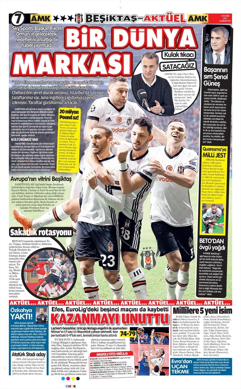 04 Kasım 2017 | Gazetelerin Beşiktaş Manşetleri - Görsel 2